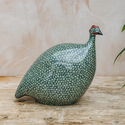 Green Speckled Cobalt Guinea Fowl