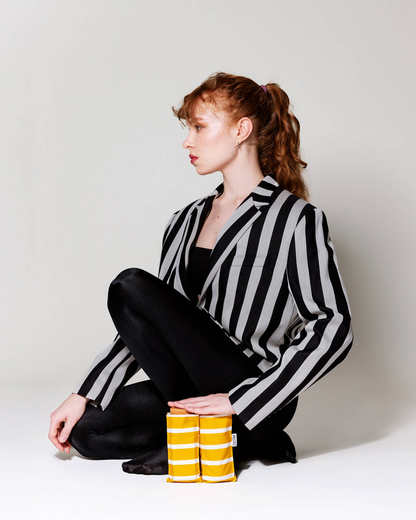 Yellow with White Stripes Compact Umbrella