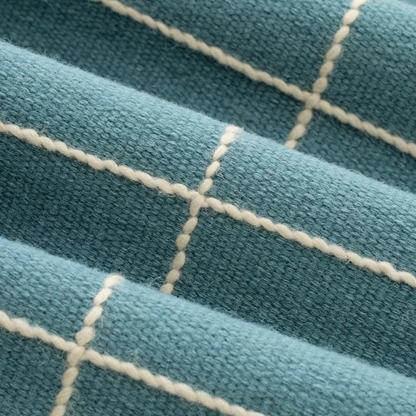 Heaven Blue &amp; Off White Grid Rug in 2 Sizes