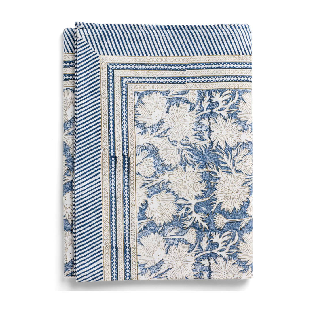 Navy Blue Waterlily Tablecloth in One Size