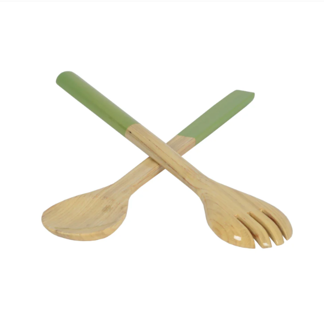 Pastel Green Bamboo Salad Server in 2 Sizes