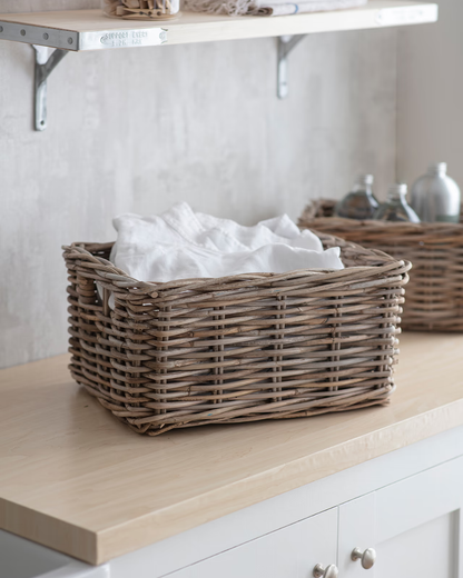 Rustic Rattan Storage Basket in 2 Sizes
