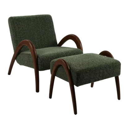 Green Cosy Corner Lounge Chair &amp; Ottoman Set