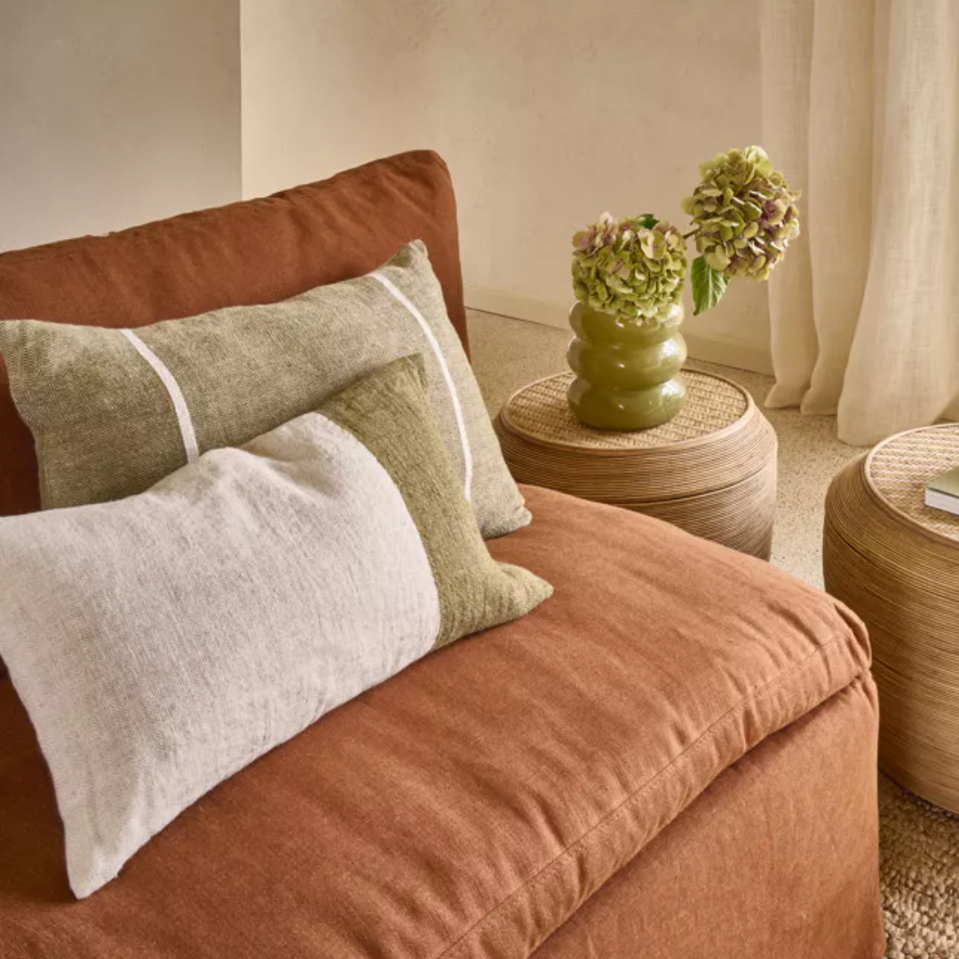 Two Striped Linen Cushion 40 x 60cm in 2 Colours