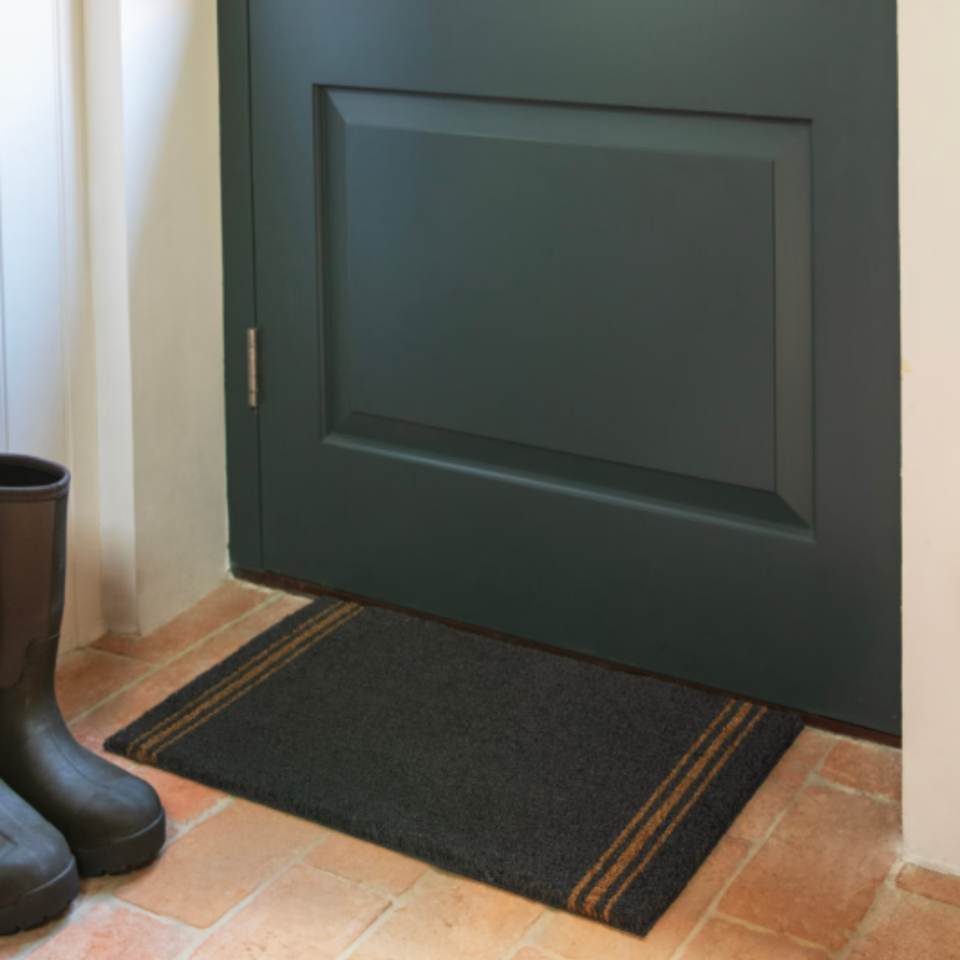 Charcoal Coir Doormat with Three Stripes - 3 sizes