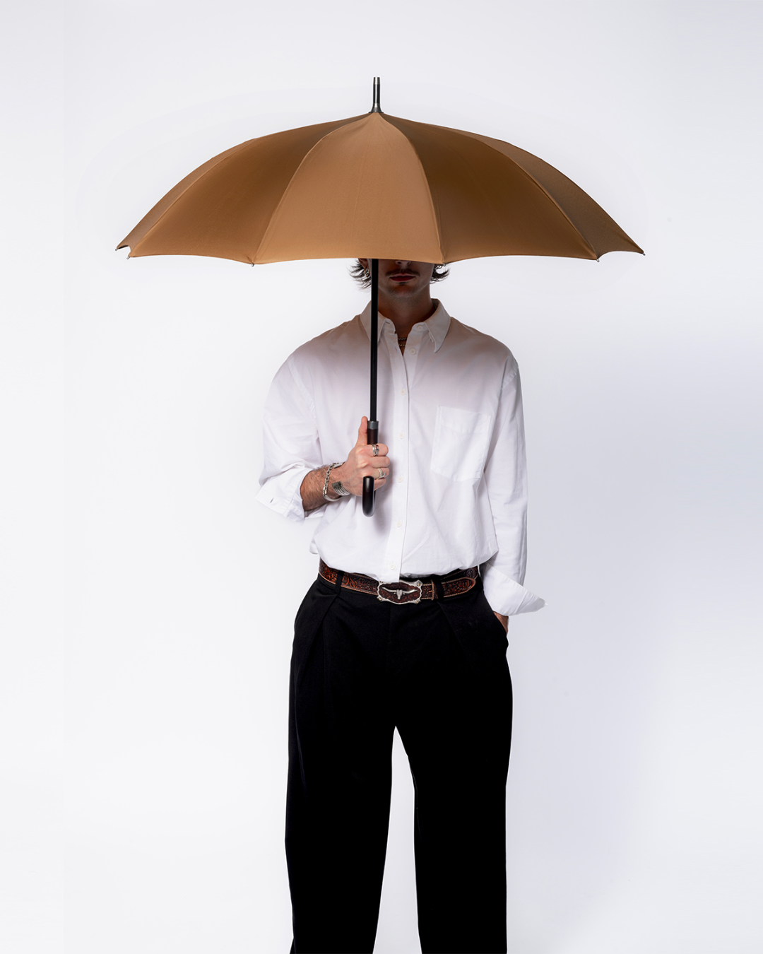 Caramel Umbrella with Wood Handle