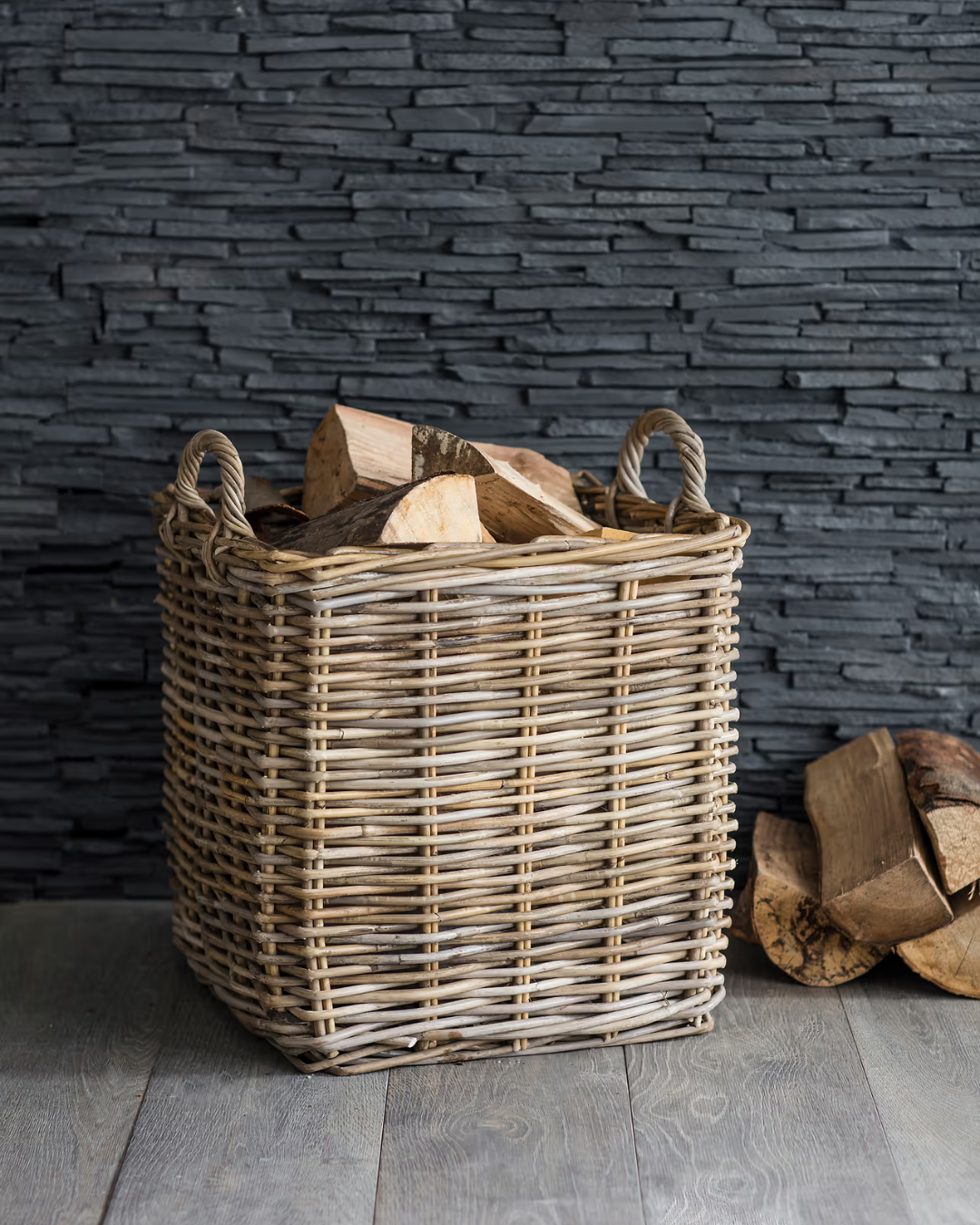 Rattan Square Log Basket in 2 Sizes