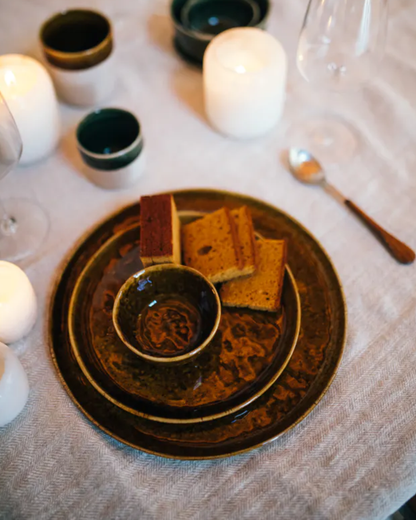 Brown Ceramic Dessert Plate