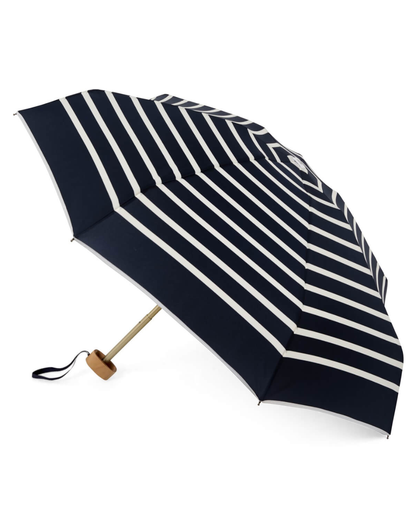 Navy with White Stripes Compact Umbrella
