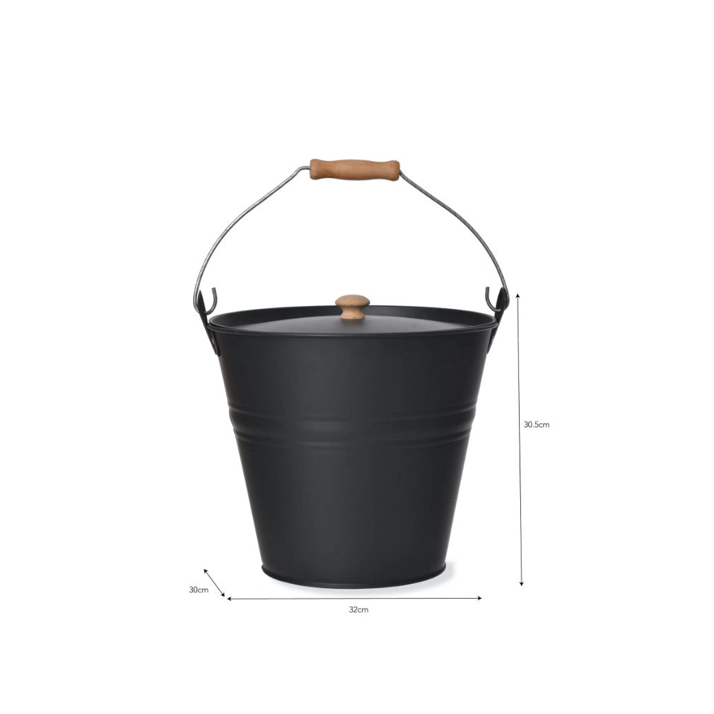 dimensions of the dark grey ash bucket with lid