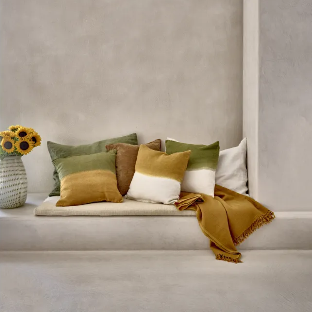 White Two Toned Linen Cushion 45 x 45cm in 4 Colours