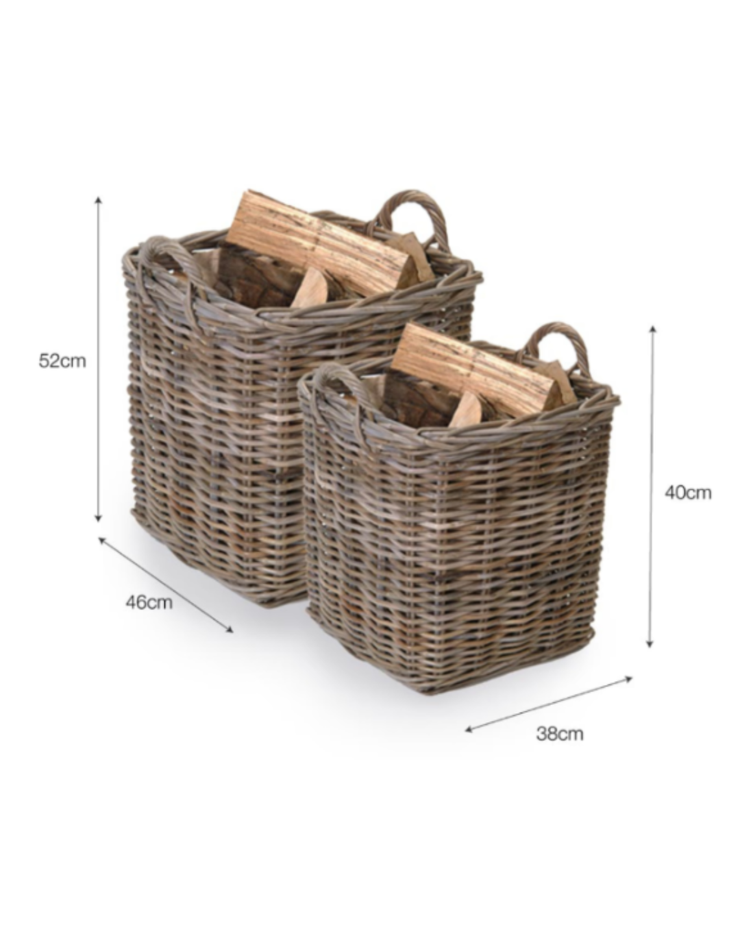 Rattan Square Log Basket in 2 Sizes