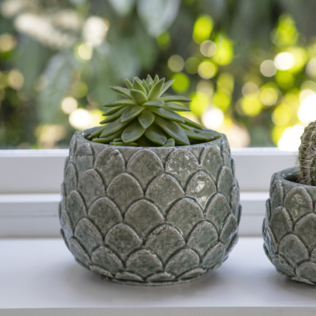 Ceramic Artichoke Leaf Plant Pot in 2 Sizes