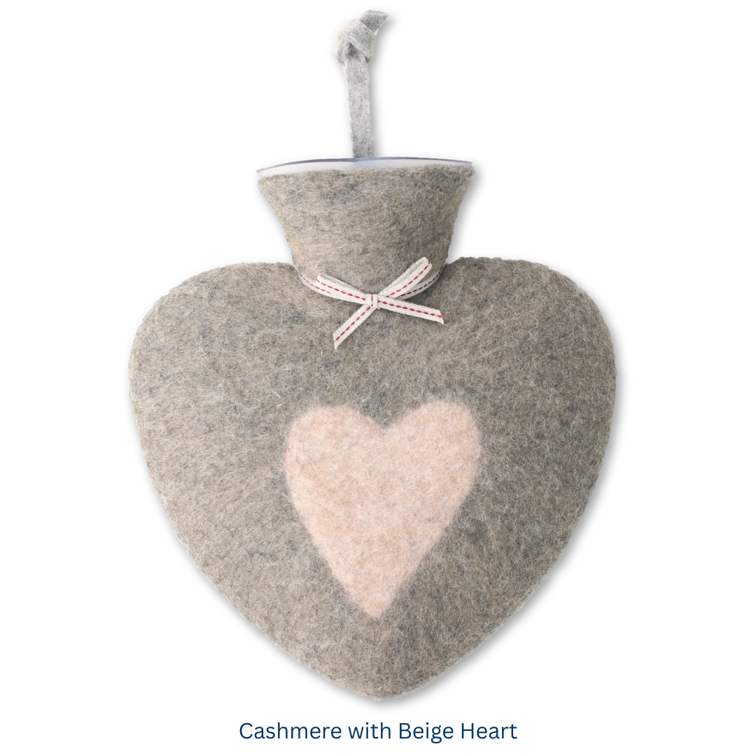 Soft Neutral Heart Hot Water Bottle in 5 Colours