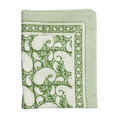 Forest Green Big Paisley Tablecloth in 2 Sizes