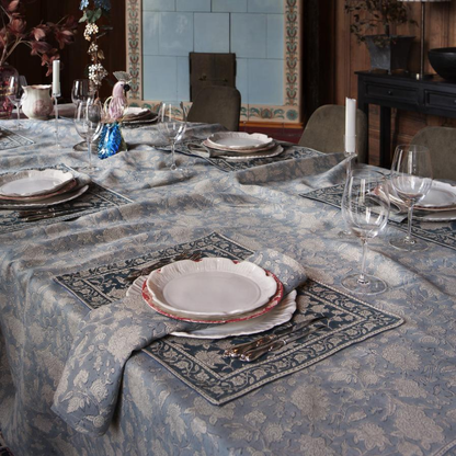 Dusty Blue Indian Rose Tablecloth in 2 Sizes