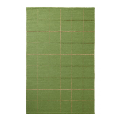 Cactus Green &amp; Beige Grid Rug in 2 Sizes