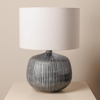 Grey Ribbed Table Lamp in 2 Sizes