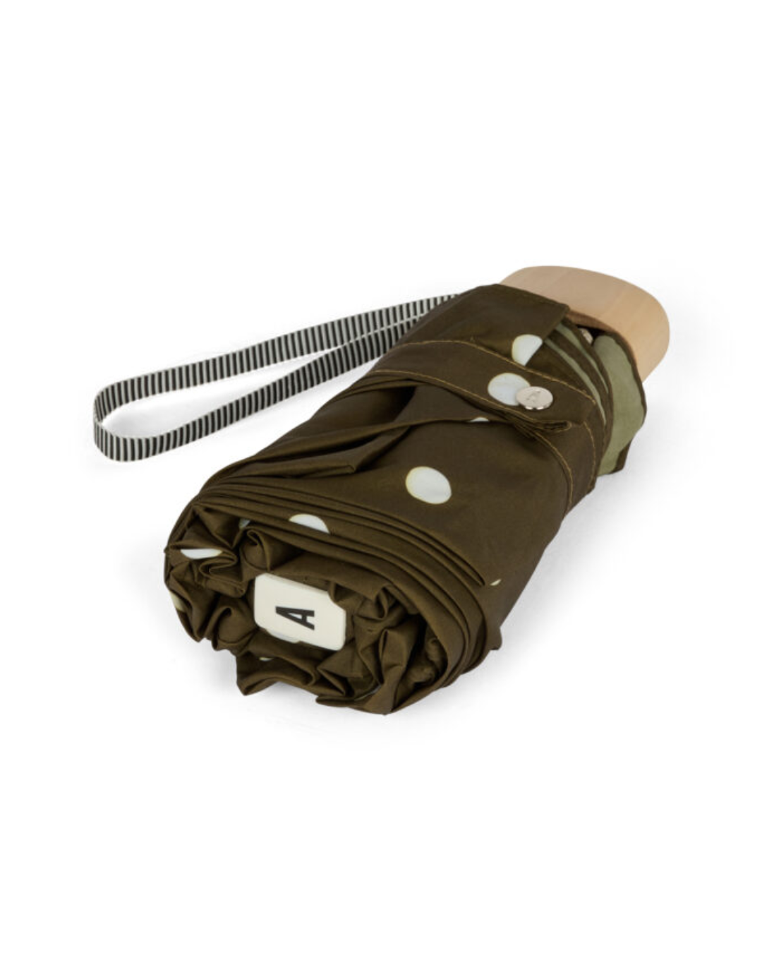 Khaki with Polka Dots Compact Umbrella