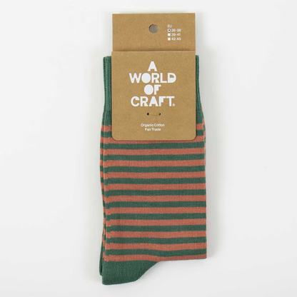 Green &amp; Apricot Stripe Socks in 3 Sizes