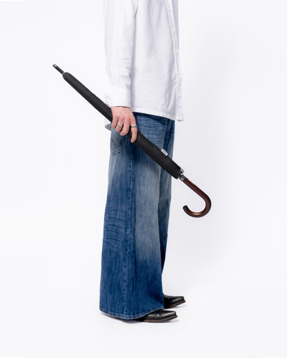 Black Umbrella with Wood Handle