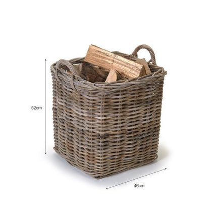 Large Square Log Basket