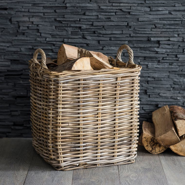 Large rattan log basket for beside your fire