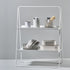tall white shelf unit for countertop storage