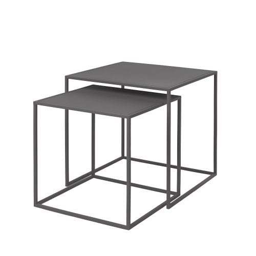 set of two grey metal coffee tables