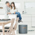 Grey Round Wool Pouffe - small