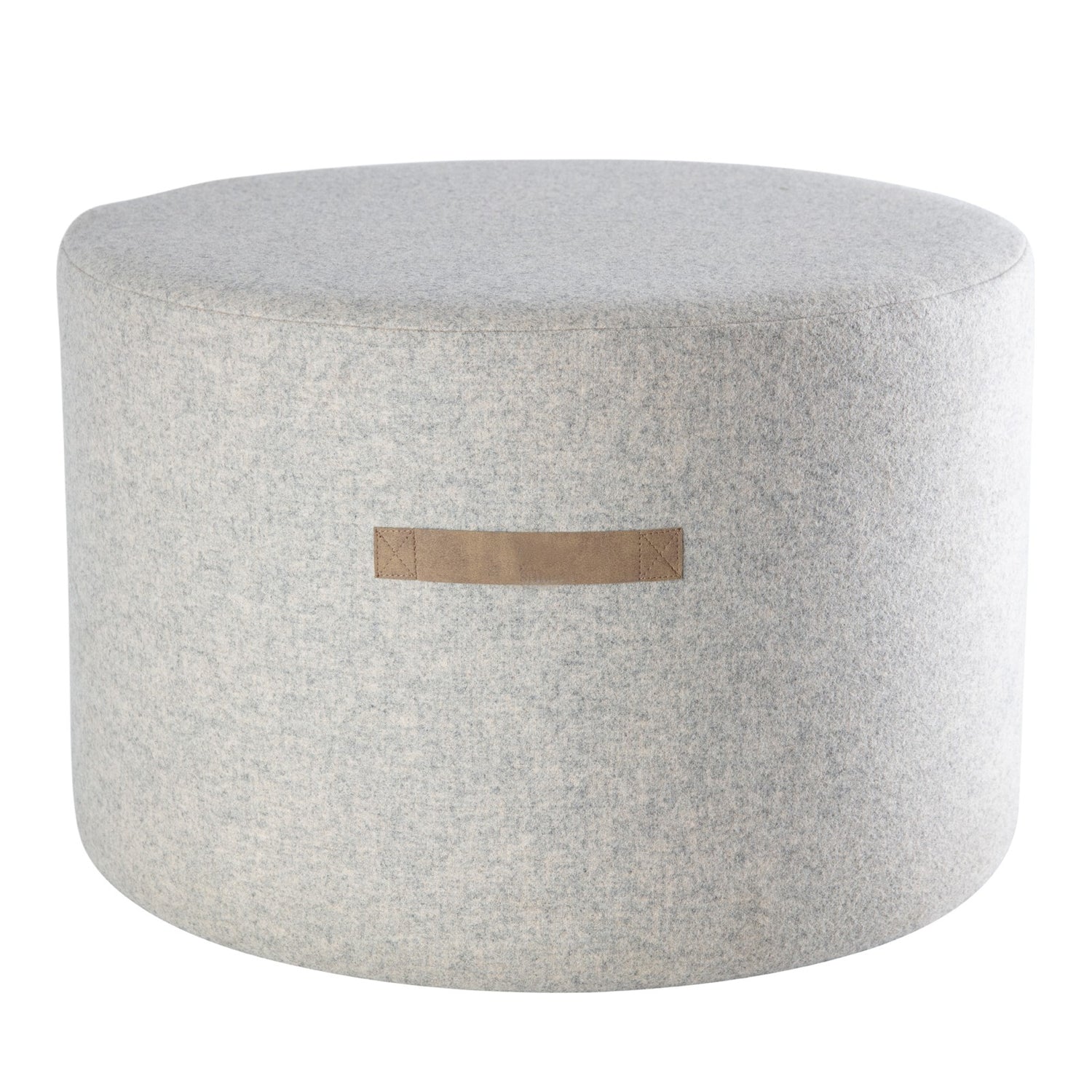 Large Cream Round Wool Pouffe