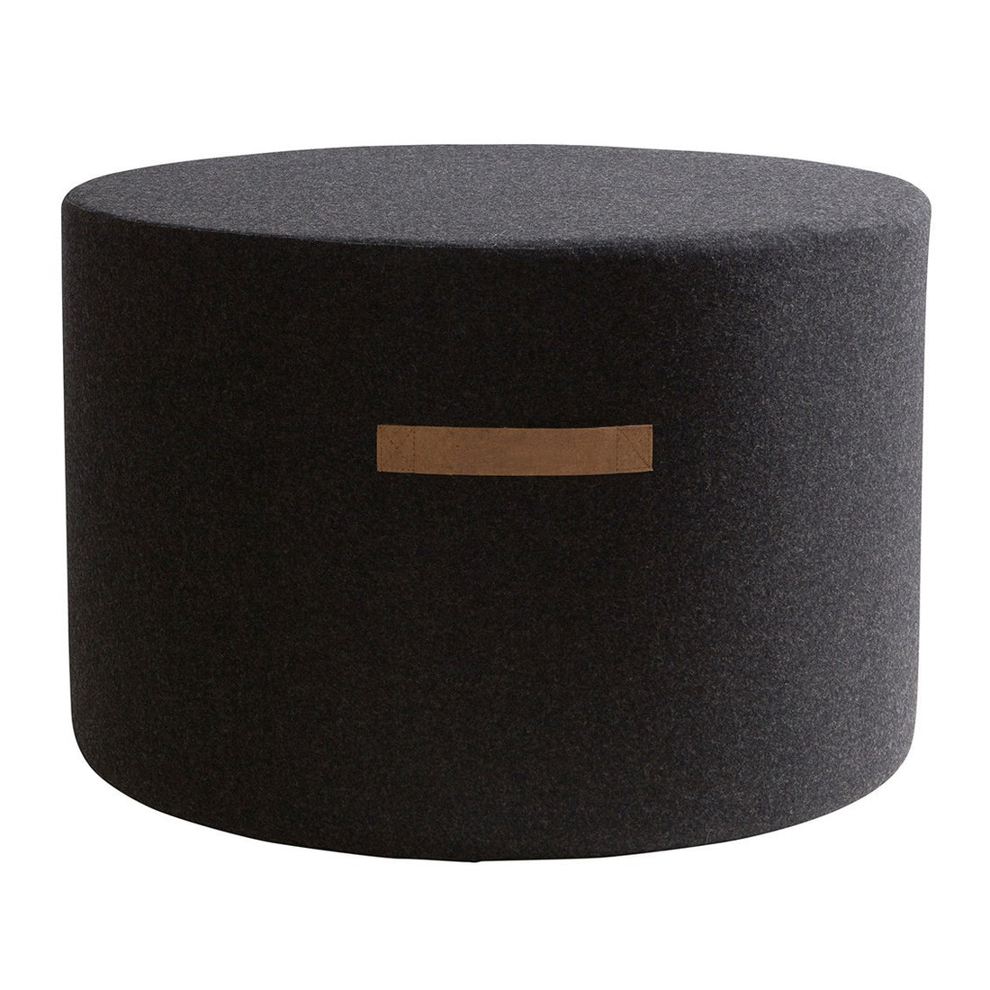 Round Black Wool Pouffe - Large