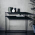 black powder coated steel console table for halls and living rooms