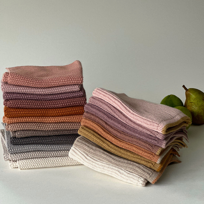 Mauve Knitted Organic Cotton Dishcloth Set of 2