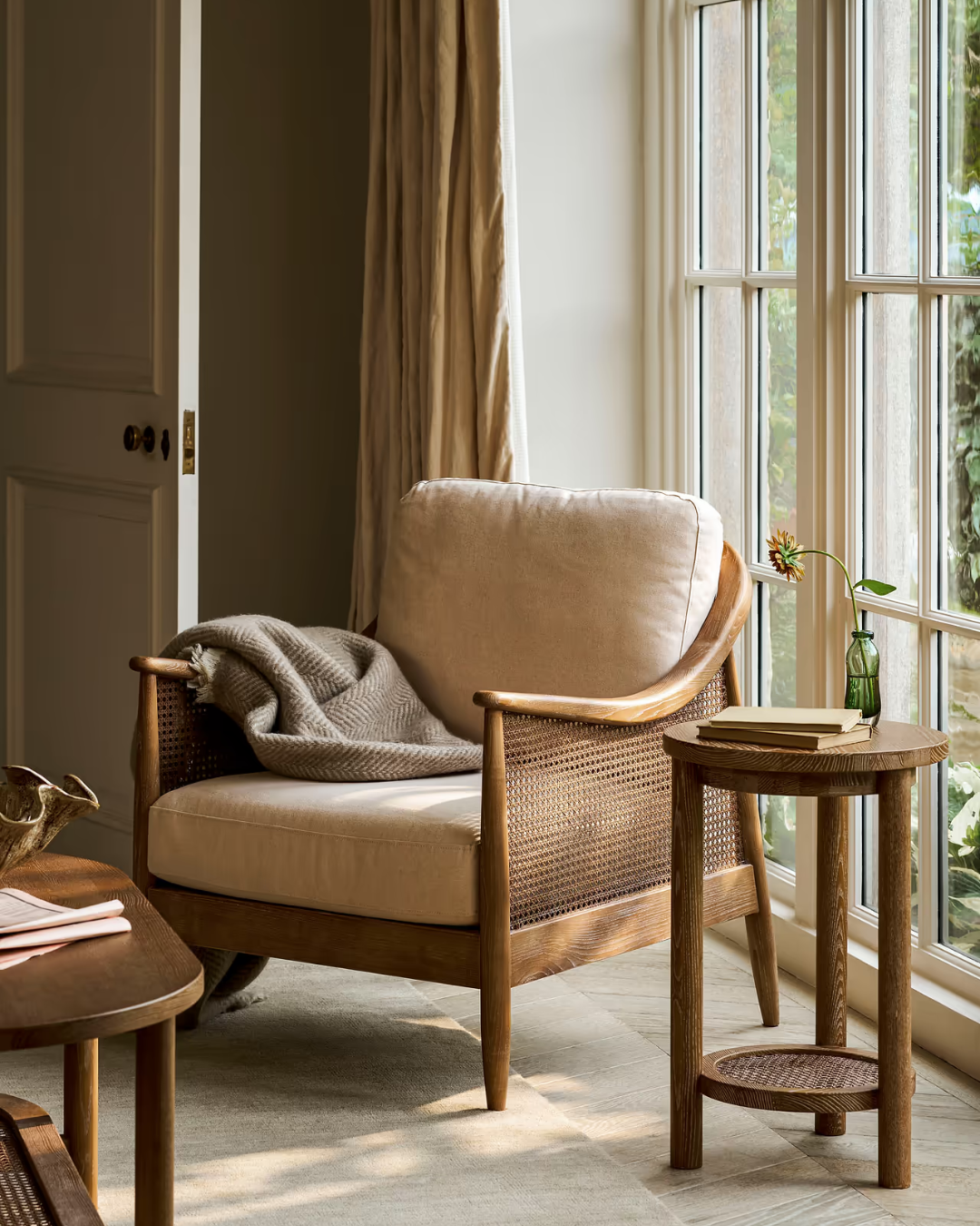 Rattan Armchair with Seat Pad
