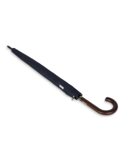 Navy Blue Umbrella with Wood Handle
