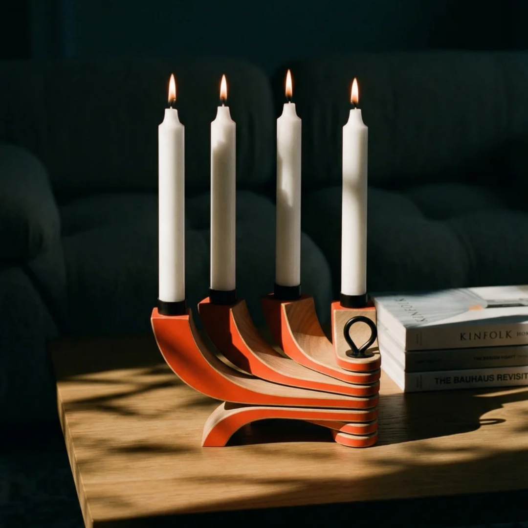 Foldable Four Arm Candle Holder in 2 Colours