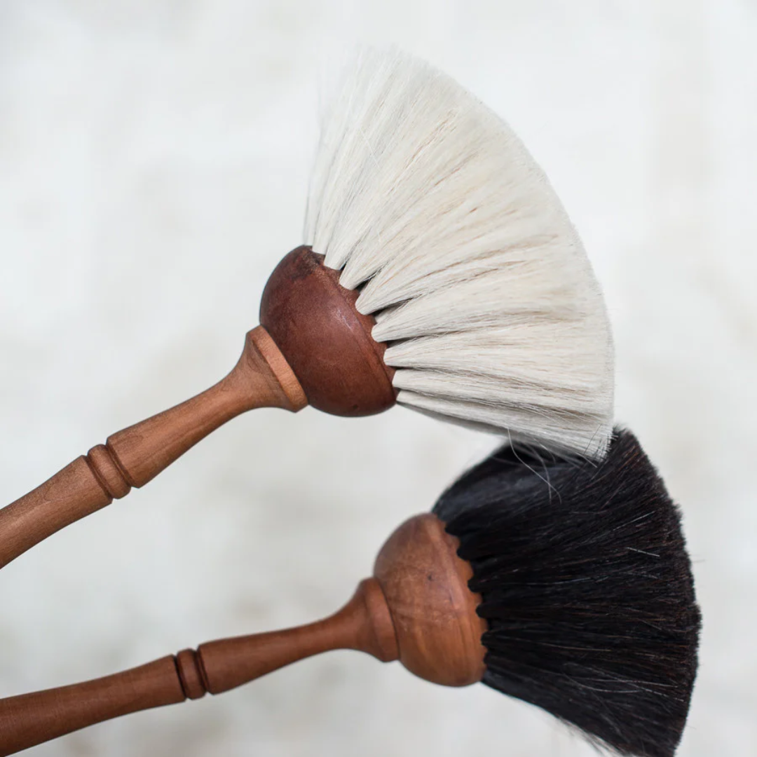 Small Light Goat Hair Dust Brush with Black Dot