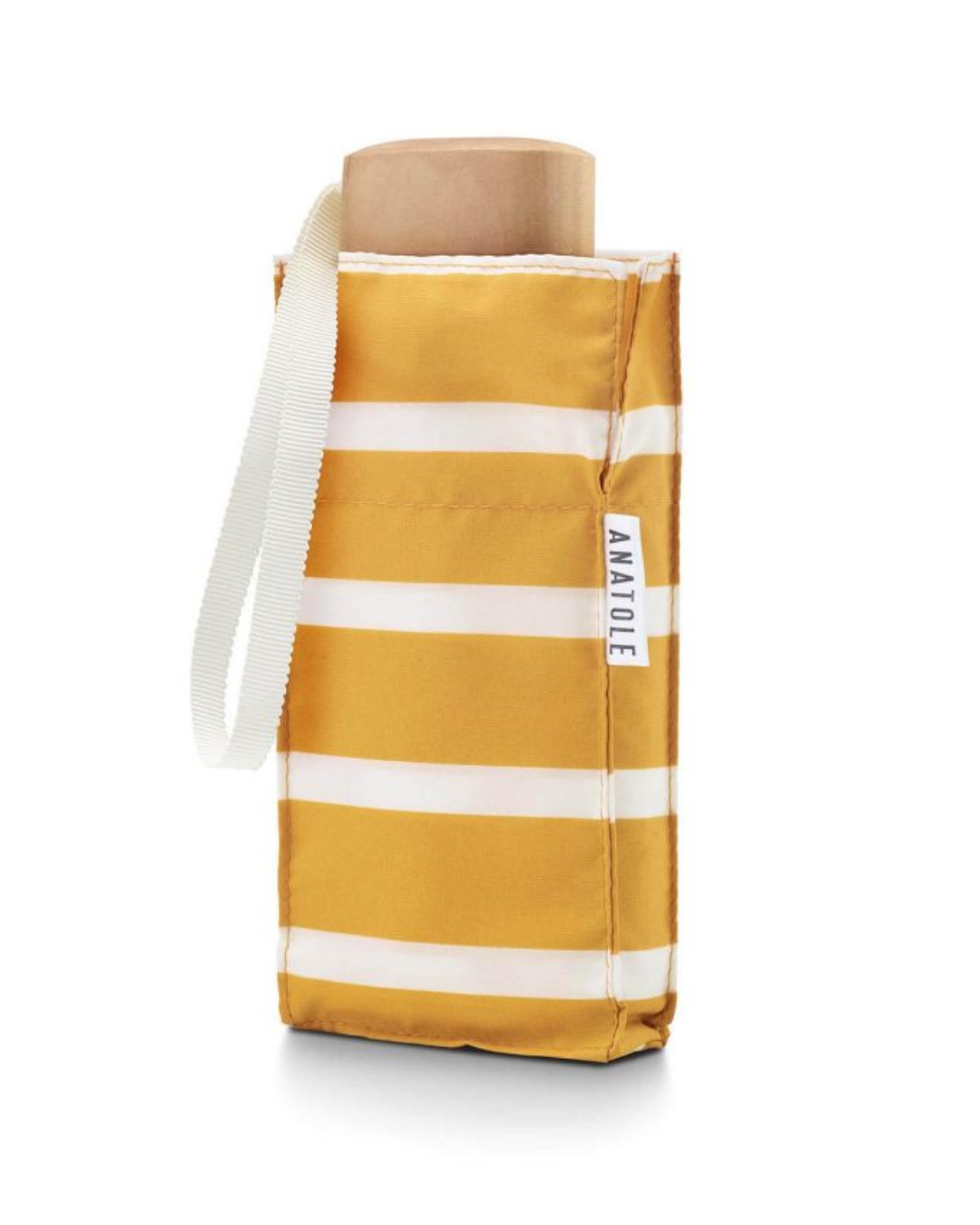 Yellow with White Stripes Compact Umbrella