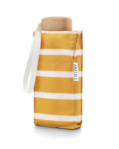 Yellow with White Stripes Compact Umbrella