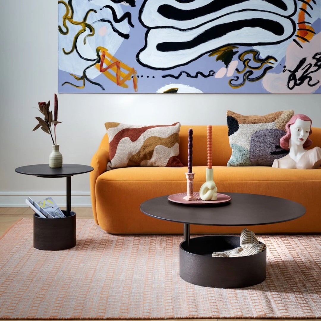 Nordic Geometric Rug in Orange &amp; White - 2 sizes