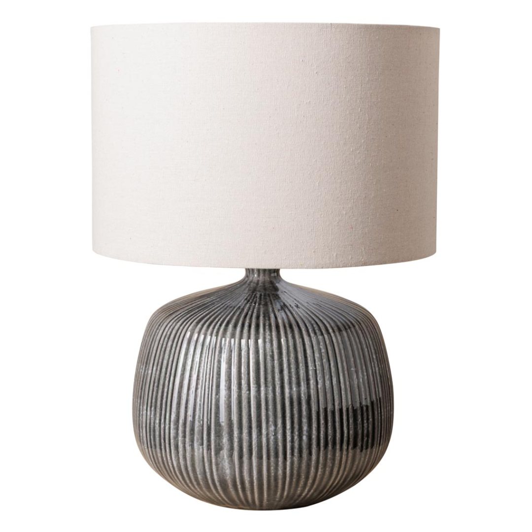 Grey Ribbed Table Lamp in 2 Sizes