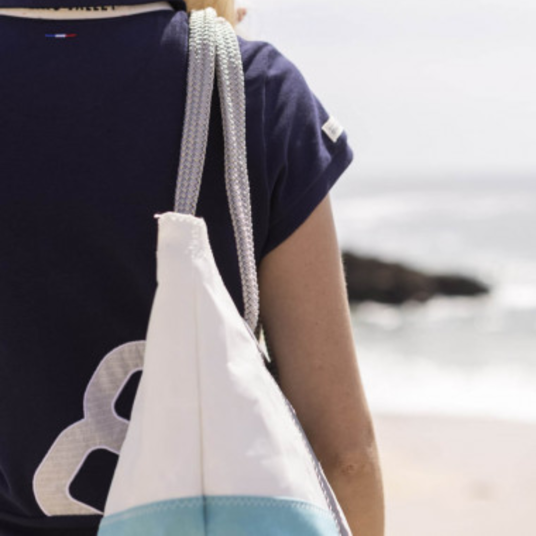 Recycled Sail Handbag in Turquoise &amp; Charcoal 6