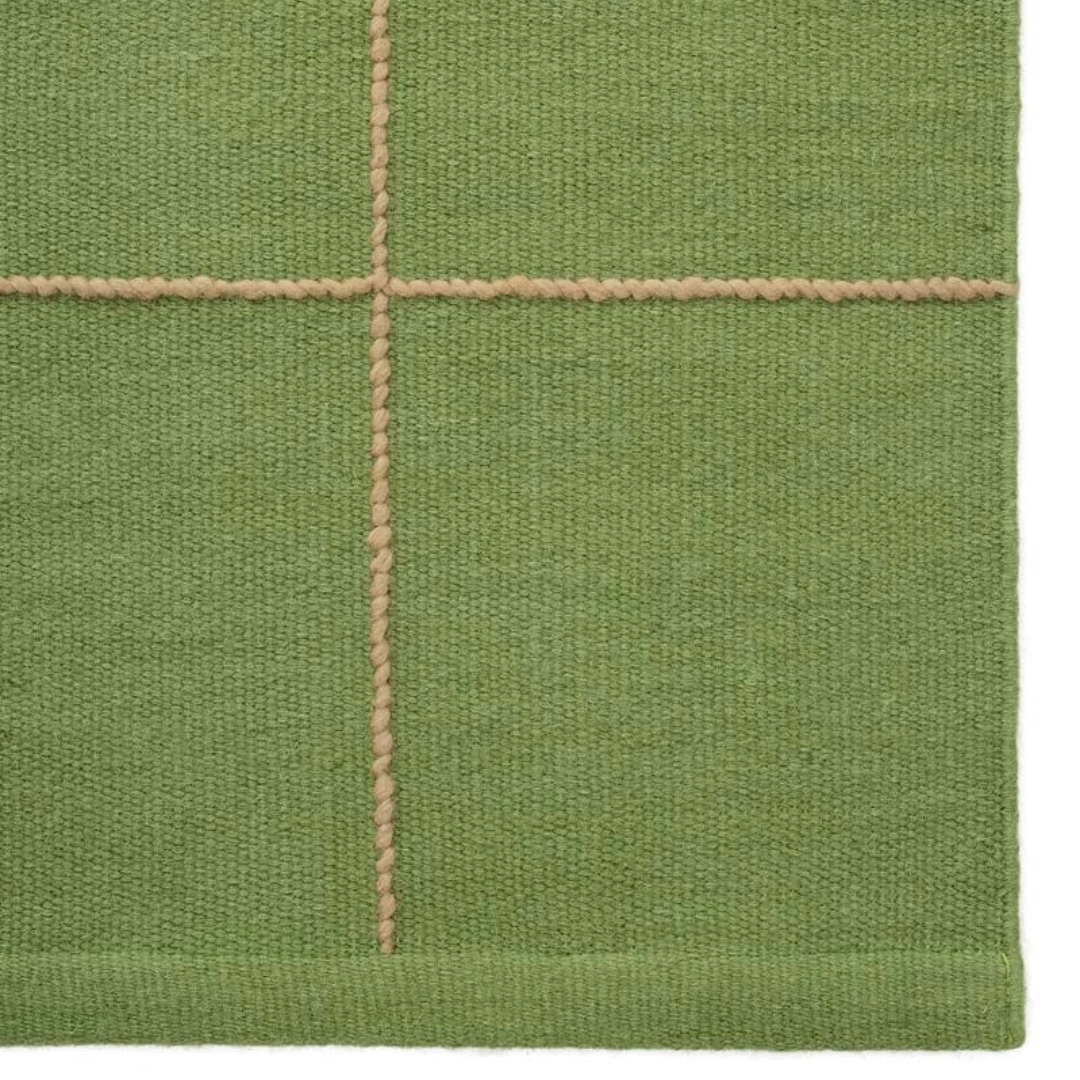 Cactus Green &amp; Beige Grid Rug in 2 Sizes