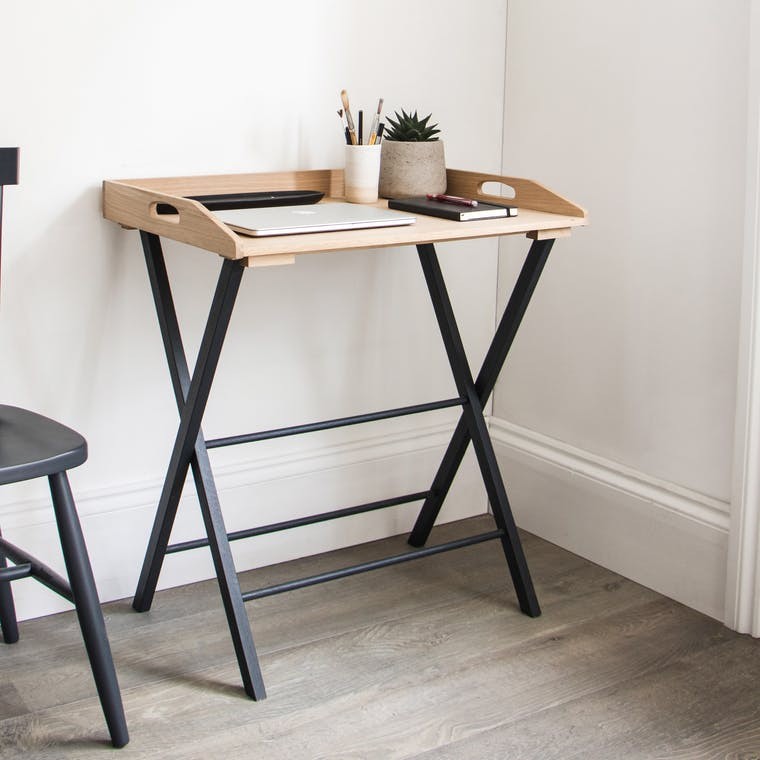 desk with removable tray and folding legs 