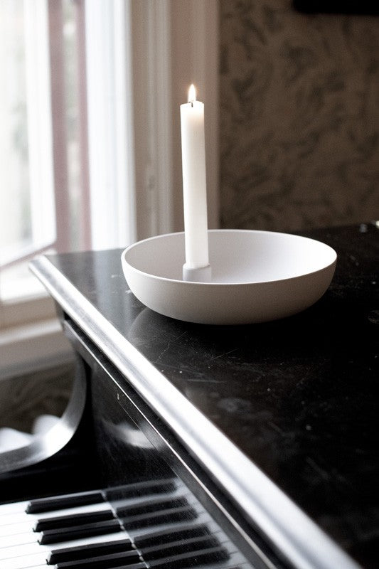 Large White Candle Holder Bowl