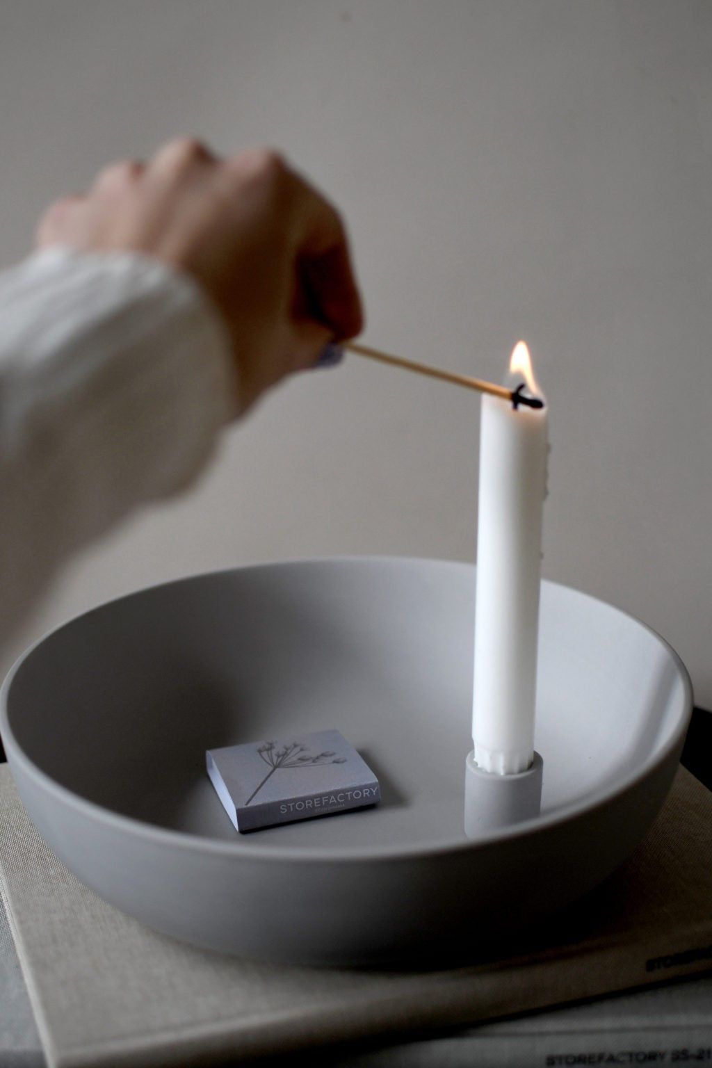 Extra Large Light Grey Candle Holder Bowl