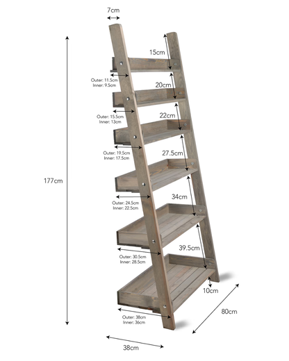 Indoor Outdoor Ladder Shelf 6 Tier in 2 Sizes