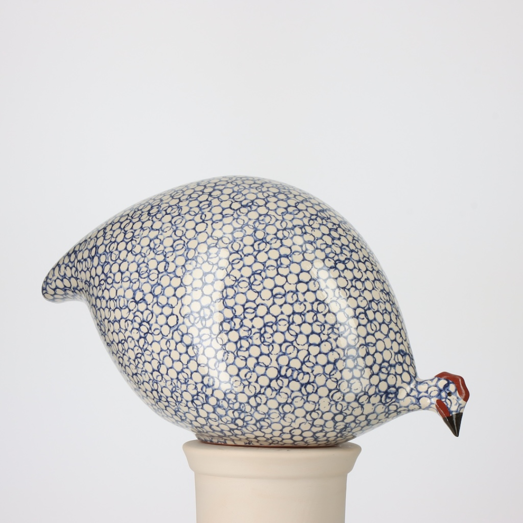 White Speckled Cobalt Guinea Fowl