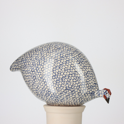 White Speckled Cobalt Guinea Fowl